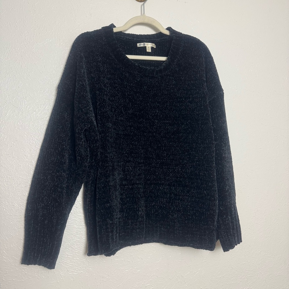 Seven7 Chunky Chenille Cable Knit‎ Crewneck Sweater